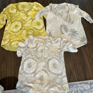 Boutique Set of Three Tie-Dye and Patterned Blouses “made in Italy”
